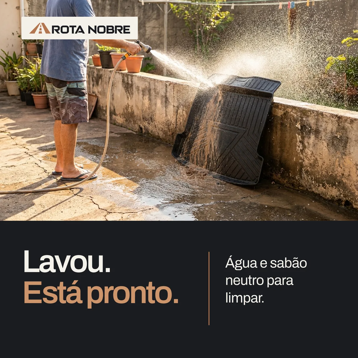 Limpeza do tapete com água e sabão neutro