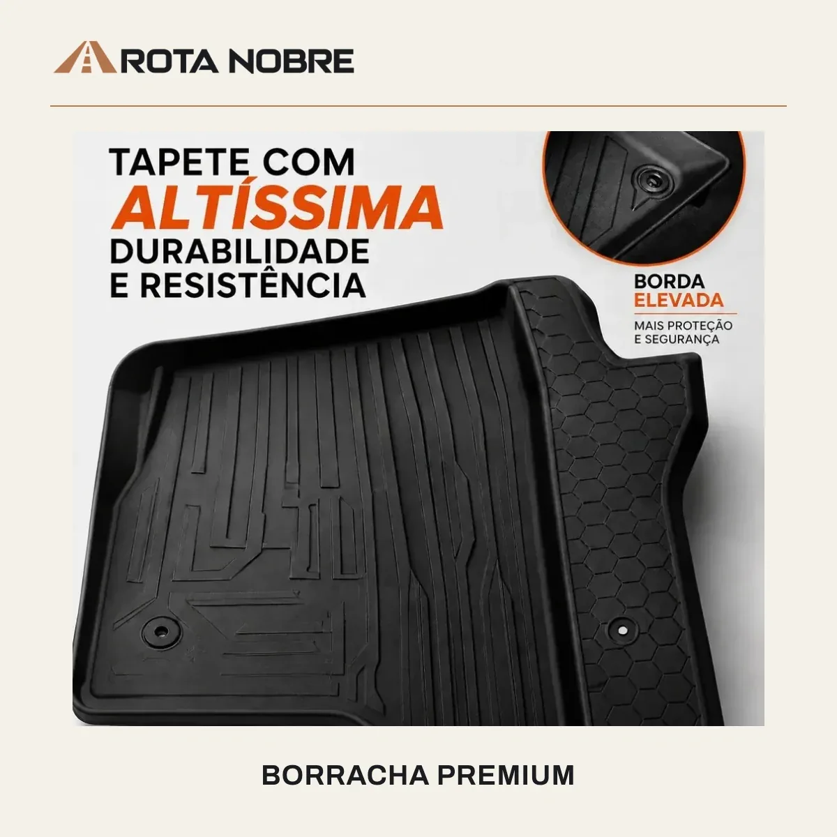 Borracha premium de 7 mm com borda elevada: durabilidade e resistência